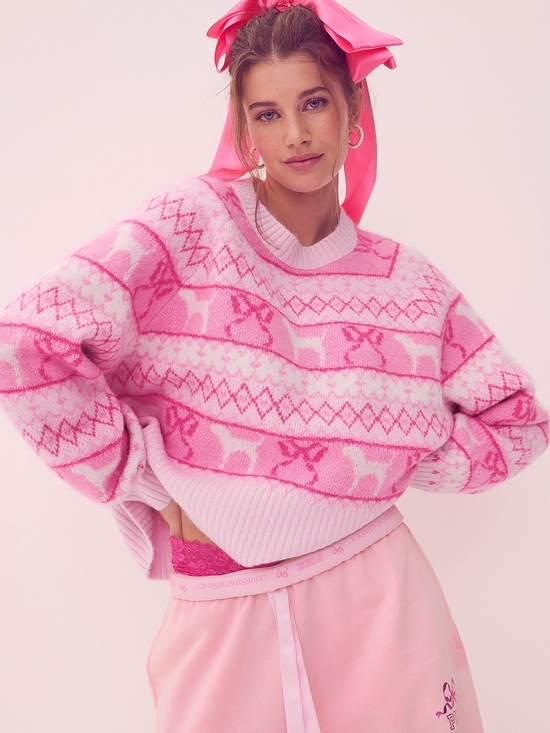 Victoria's Secret Sweaters - NWT Victoria's Secret Pink Love Shack Fancy Fair Isle Crewneck Sweater Small